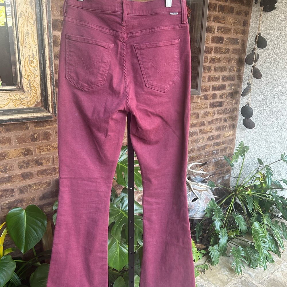 MOTHER Deep Burgundy Flare Jeans - Picture 2 of 5